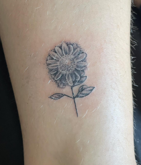 Dynamic Small Sunflower Tattoo Design
