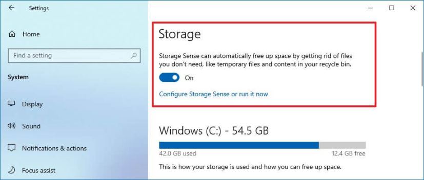 Storage Sense enable option (20H2)