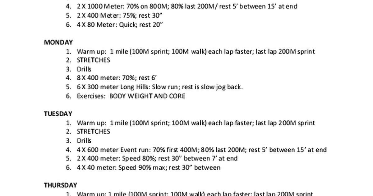 12 Week 800m And 1500m Training Program Pdf