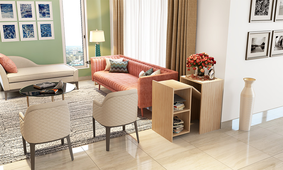 Space-saving desk furniture cum side table 