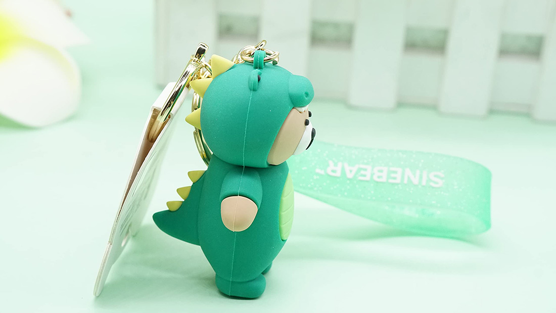 green dinosaur sine bear soft pvc keychain personalized items for business