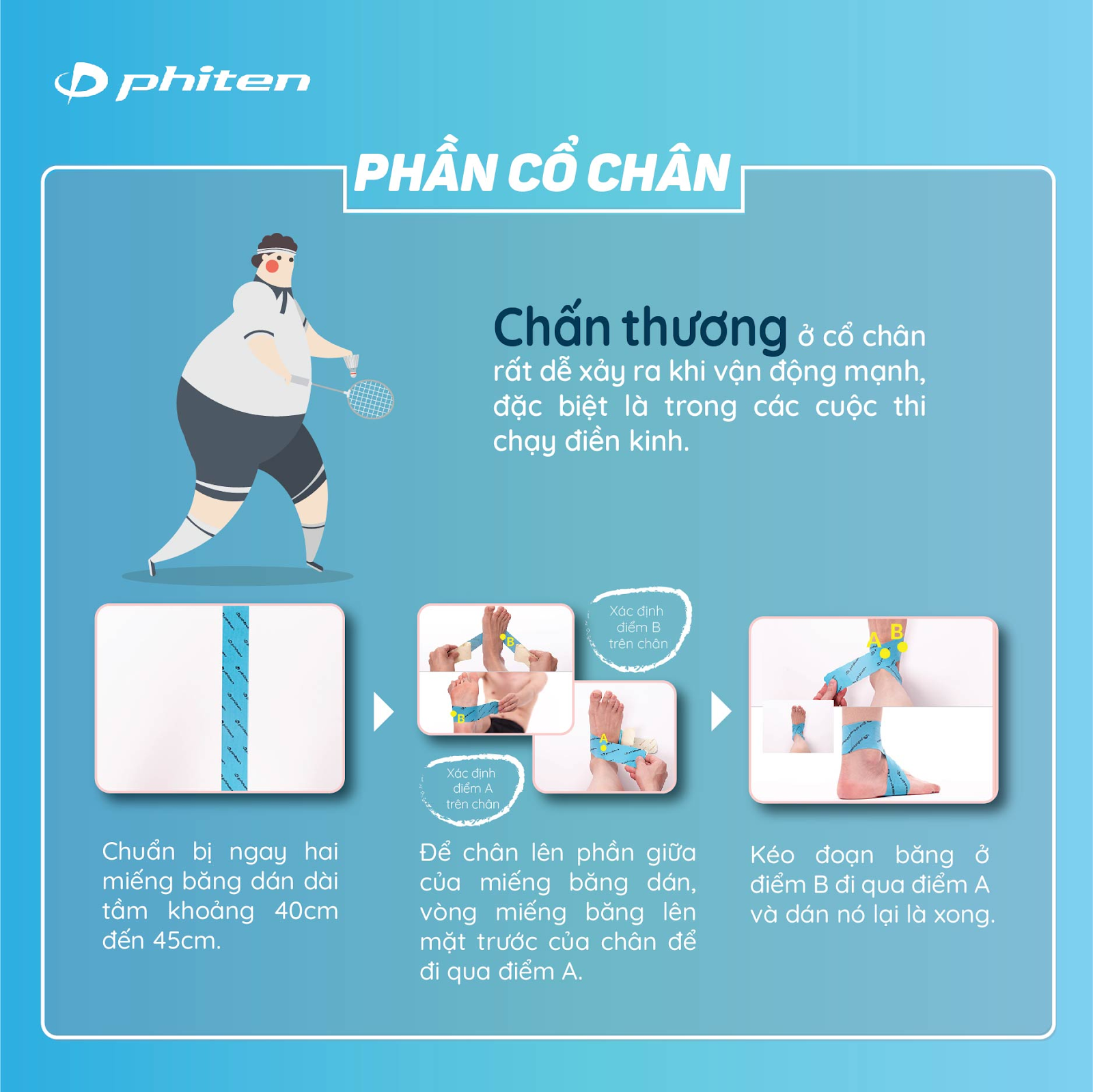 Cách dán băng cơ cầu lông để phòng ngừa các chấn thương cổ chân