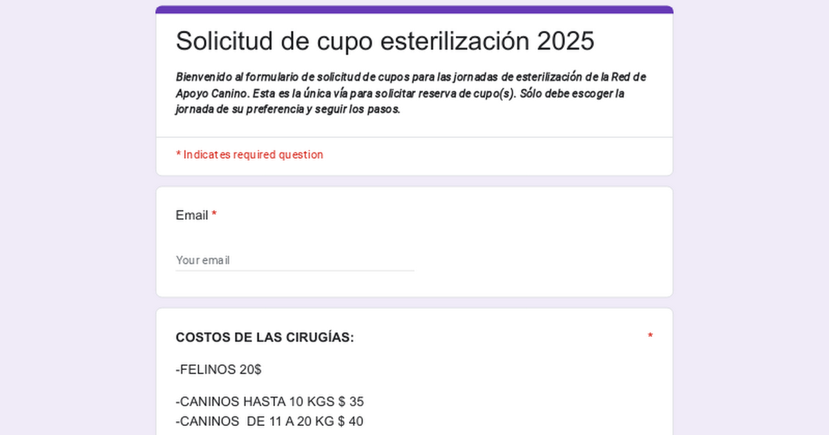 Solicitud de cupo esterilización 2022 CUPOS APADRINADOS AGOTADOS