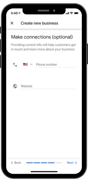 Google My Business-Step 6-What contact details do you want to show to customers?