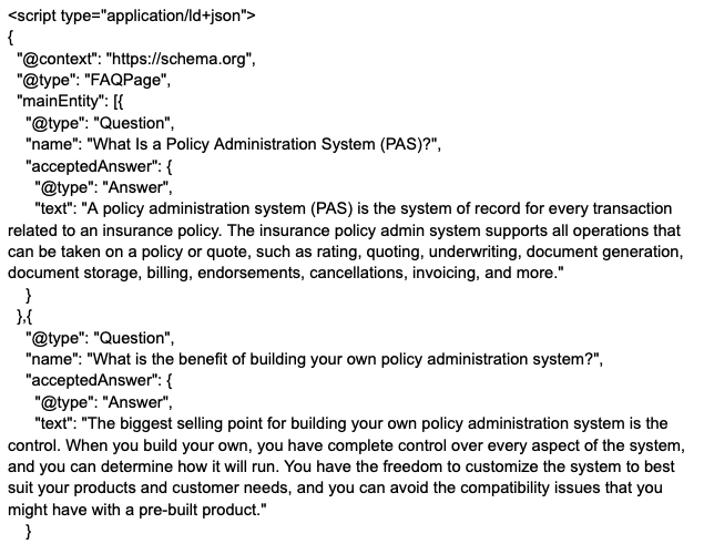 A sample photo of Schema Markup code.