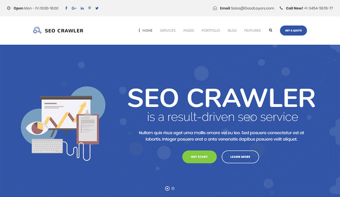 SEO Crawler tema de WordPress para agencia de seo