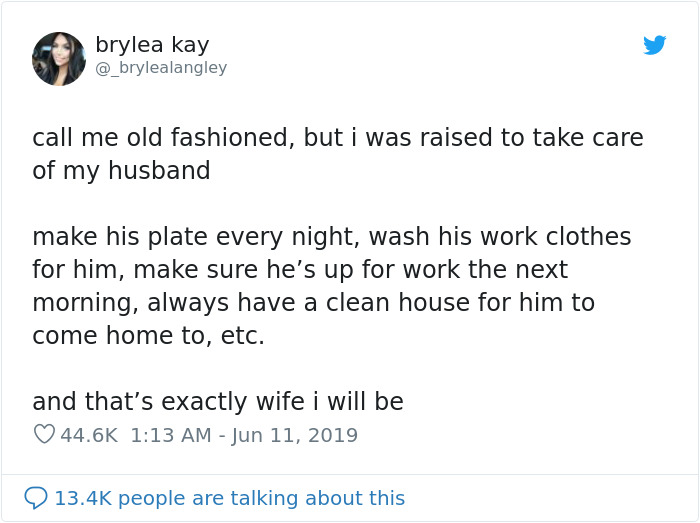 Brylea Kay tweeting about how she takes care of her husband