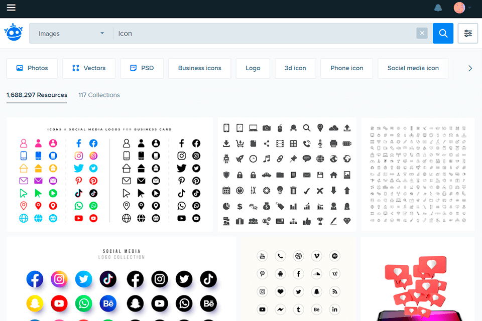 photo stock websites for app design freepik