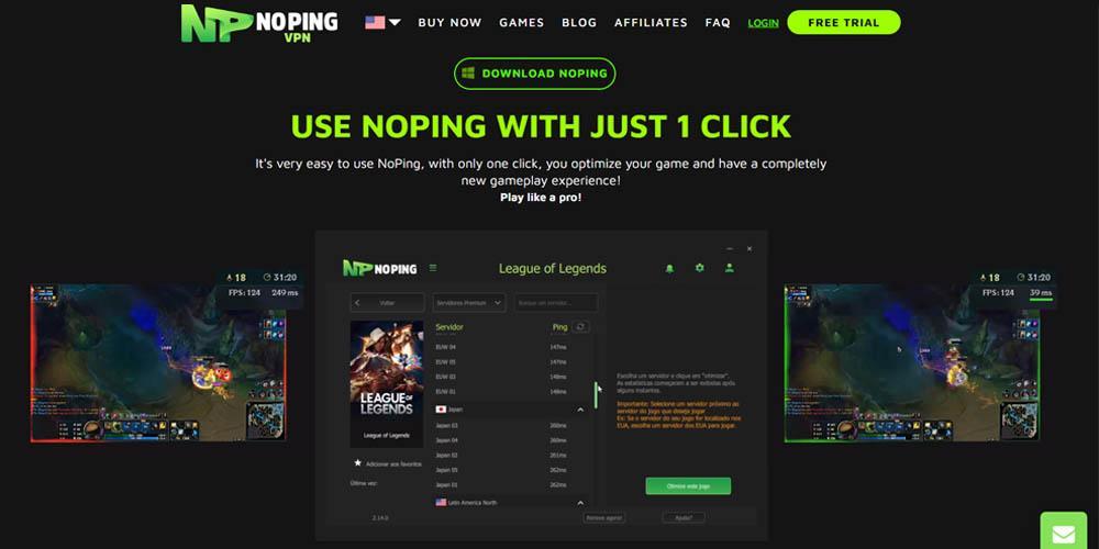 NoPing main page and features