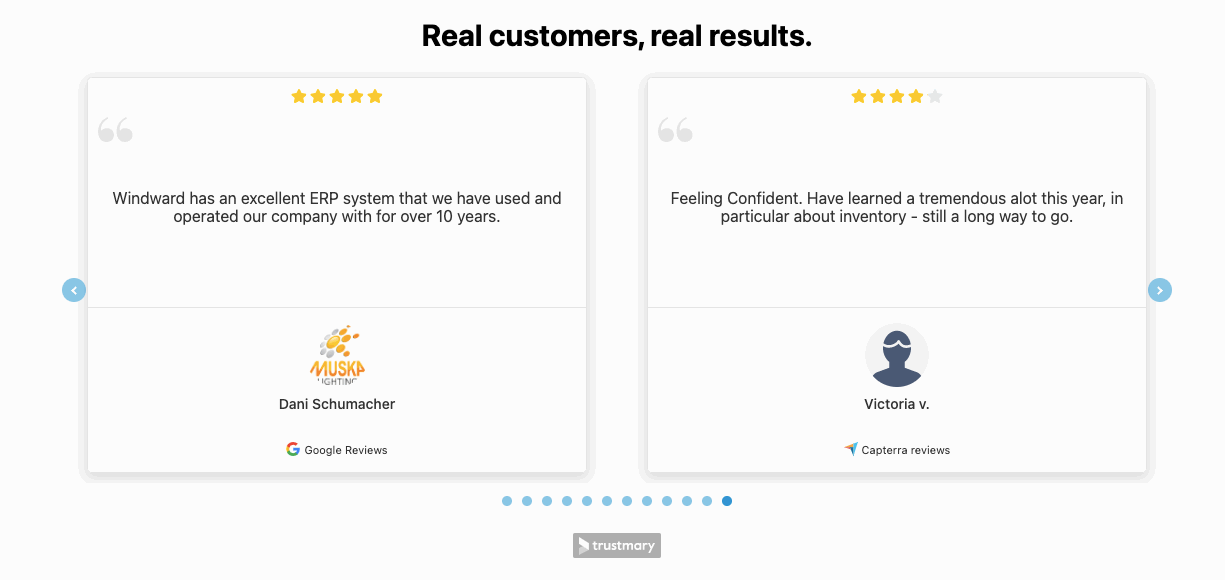 customer reviews carousel