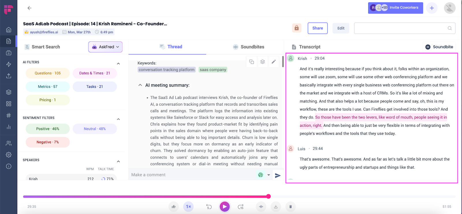 Transcribe audio to text - Podcast transcribed by Fireflies