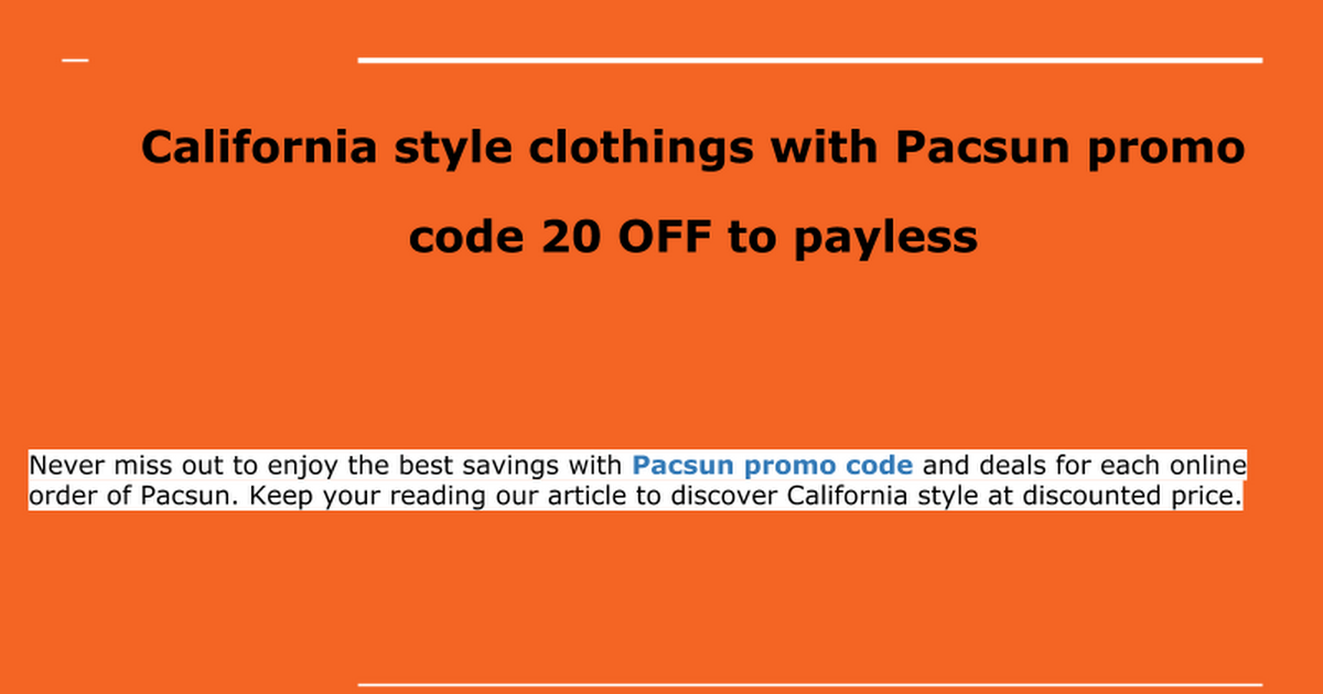 Promo Codes For Pacsun Online