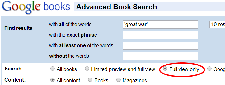 Graphic of the advanced search box in Google Books