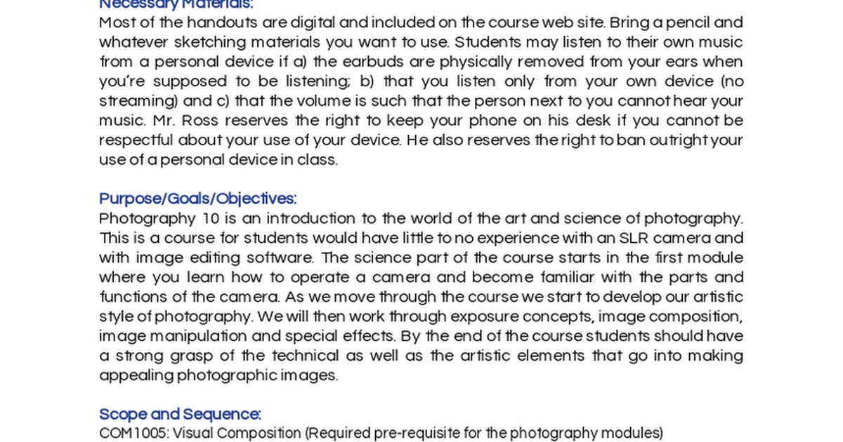 Photo 10 Syllabus (Ross) - Google Docs