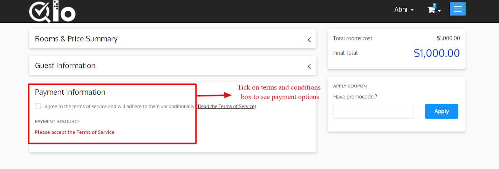 Payment information