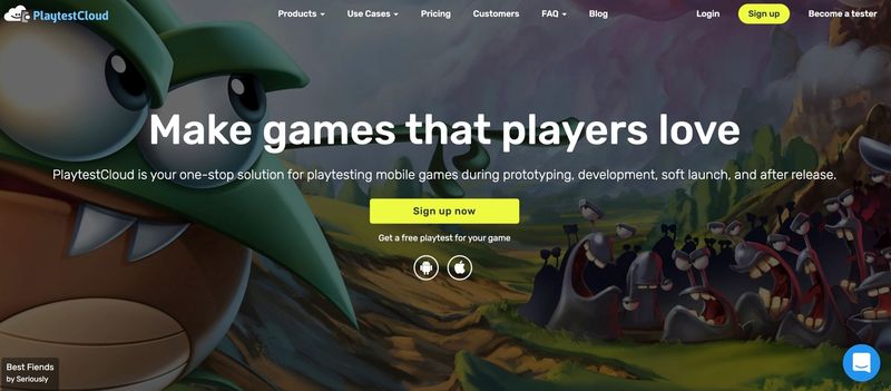 PlaytestCloud home page 