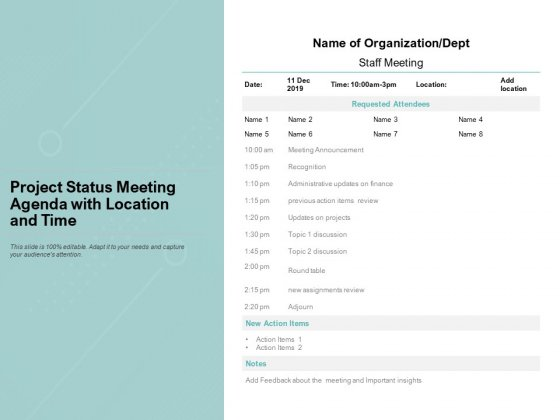 presentation outline or agenda