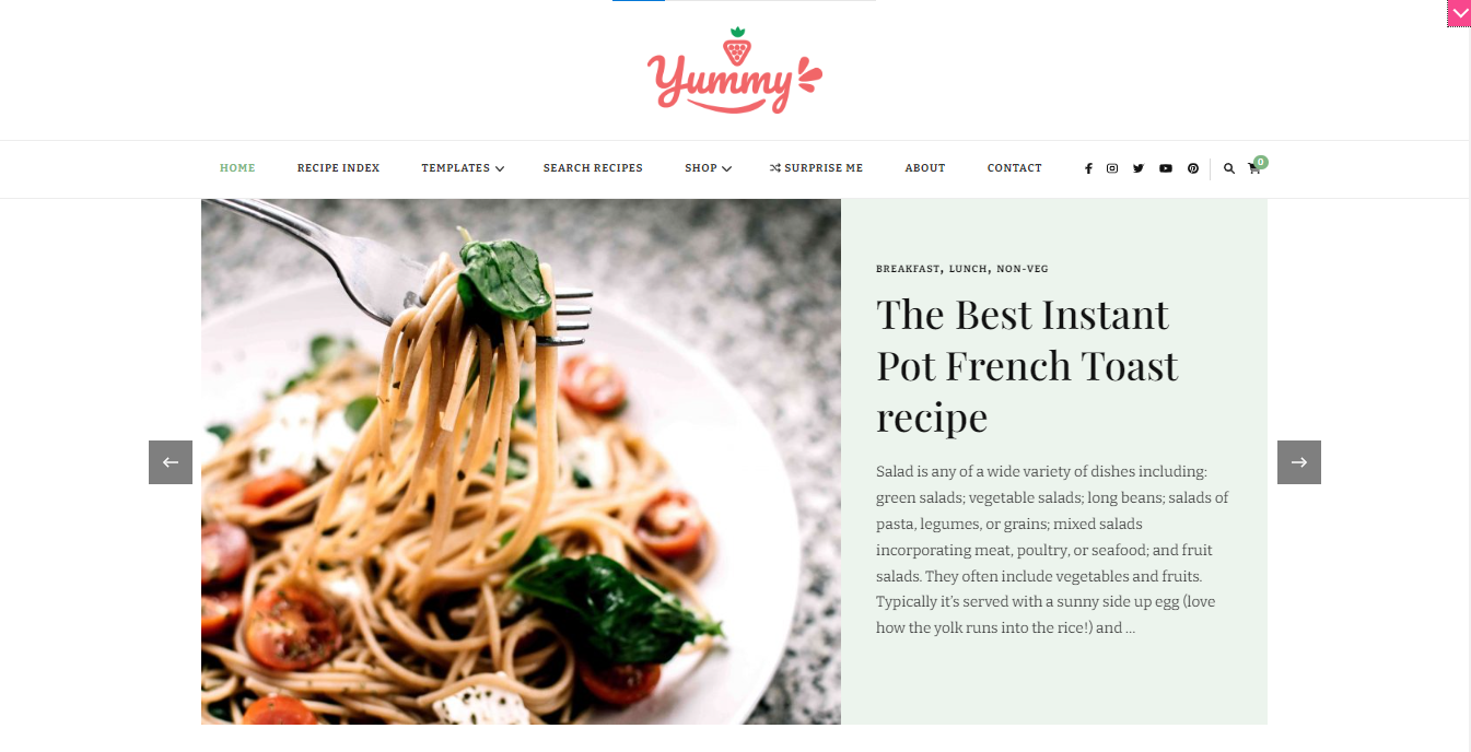 Yummy - free cooking recipes WordPress theme