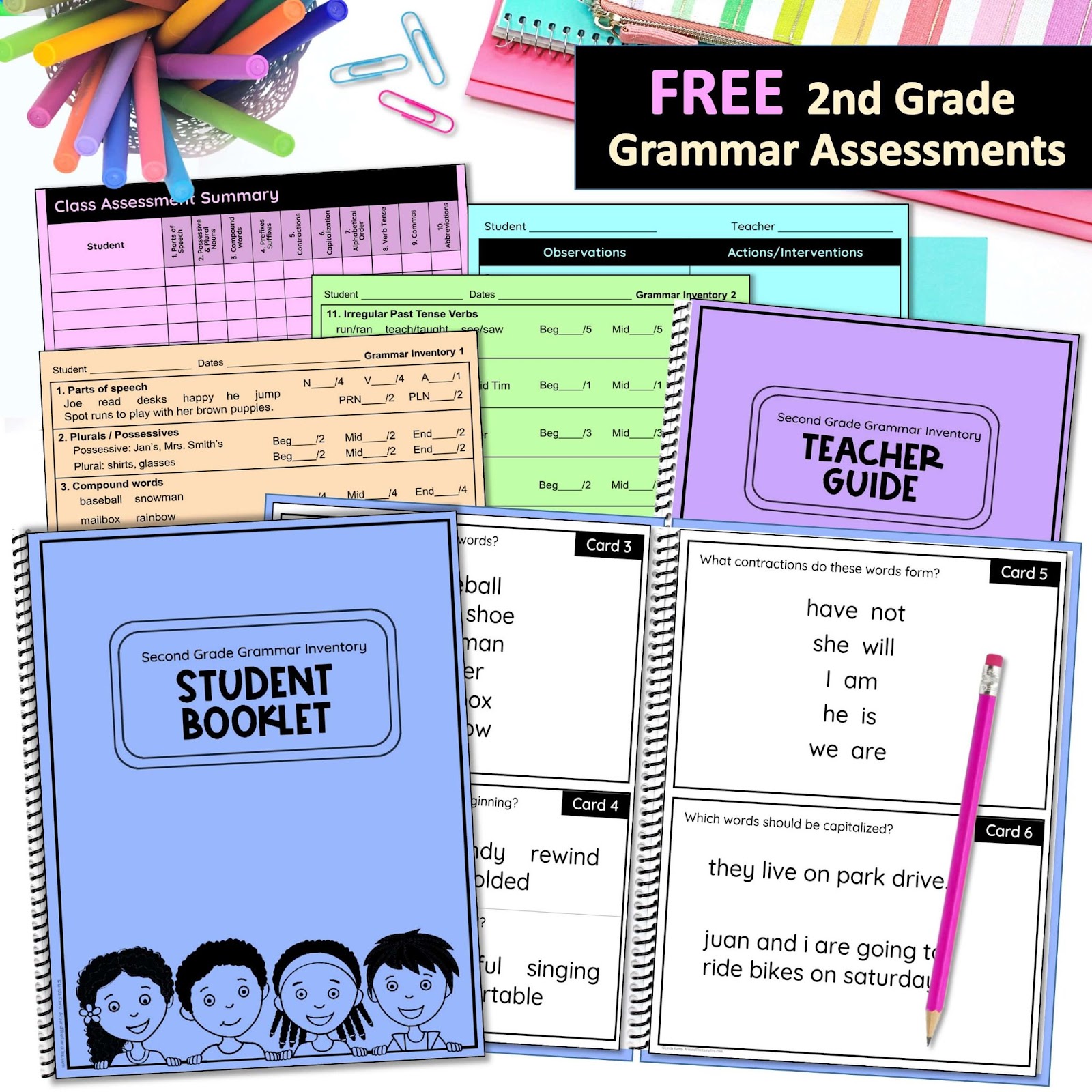 Free Second Grade Grammar Assessment Toolkit for Teachers - Around the