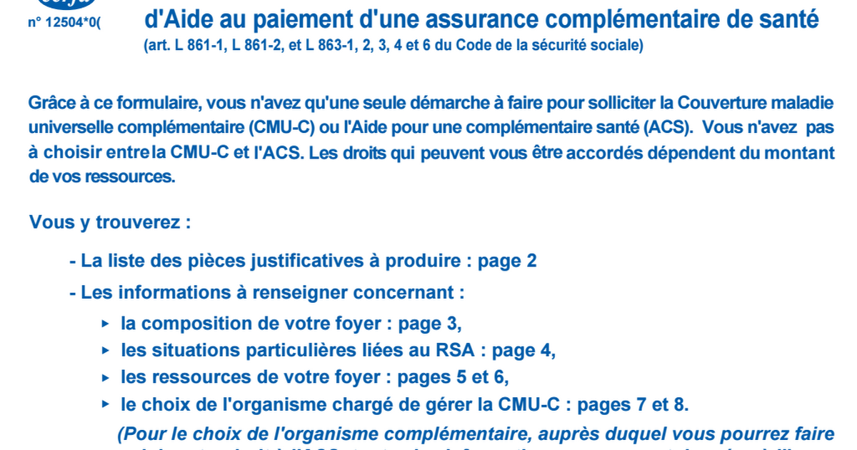 Formulaire CMU C Pdf Google Drive