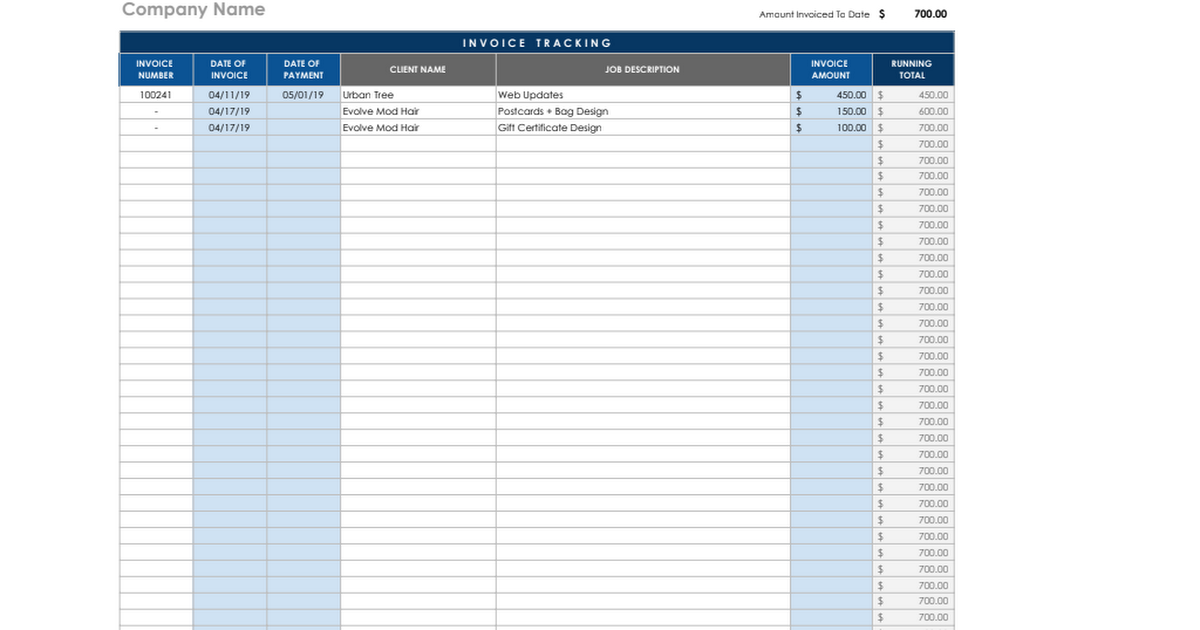 Google Sheets Invoice Tracker Template