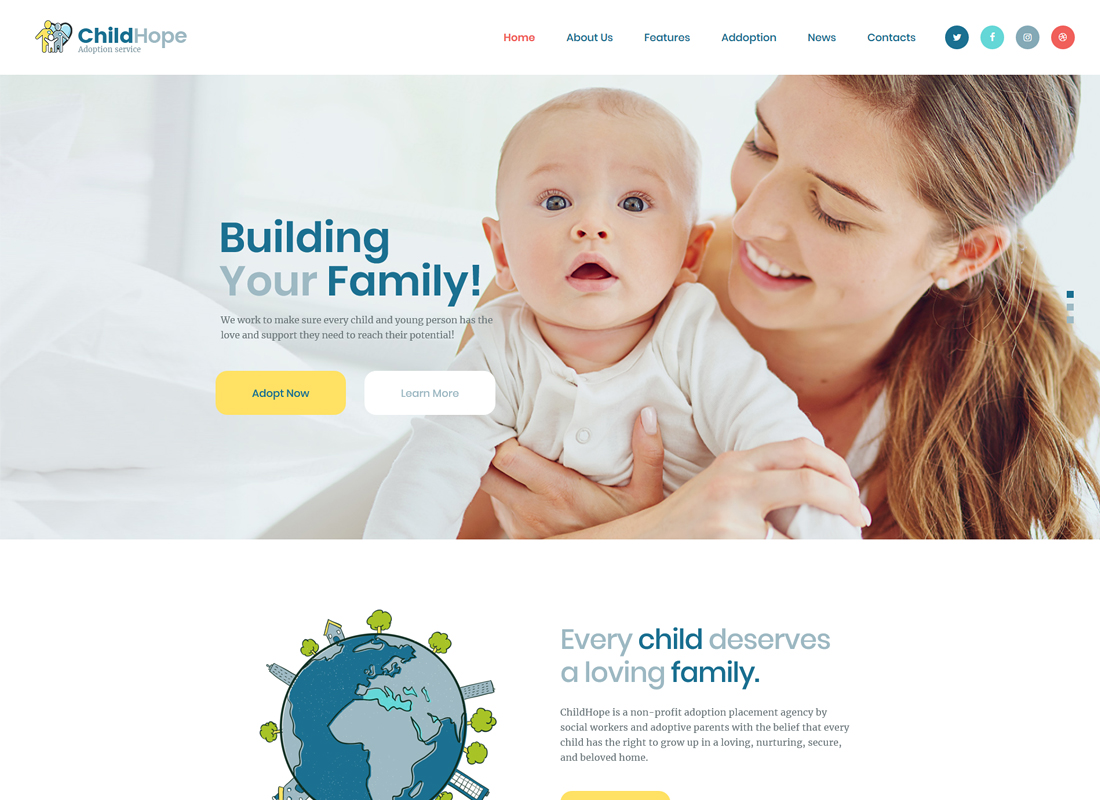 ChildHope |  Servicio de adopción de niños y tema de WordPress para organizaciones benéficas