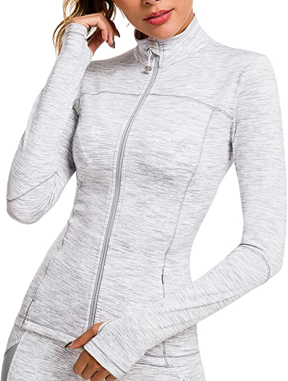GYM RAINBOW Workout Jackets for Women, Full Zip Slim Fit Lightweight Athletic Running Sports Track Jacket with Pockets