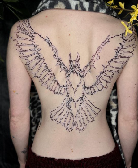 Line Art Tattoo Design On The Back