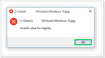 Invalid Value for Registry JPG