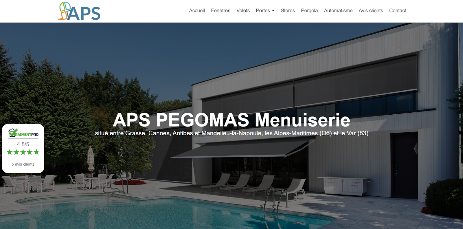 Page d'accueil du site APS Pegomas