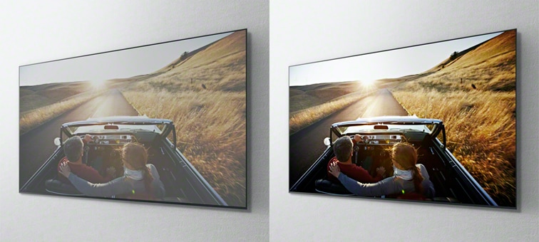 Изображение автомобиля на двух экранах с точной цветопередачей со всех сторон благодаря функции X-Wide Angle™