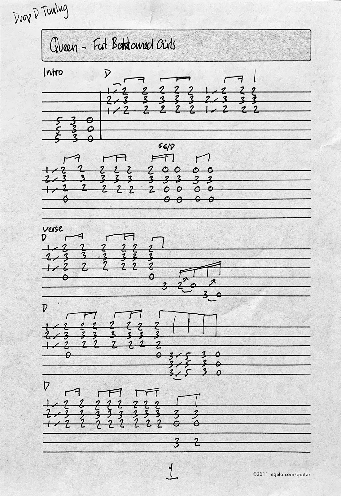 Fat Bottomed Girls Tab