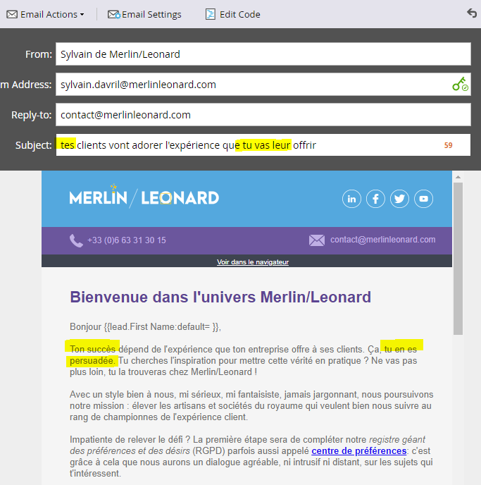 email personnalisé marketo dans le match marketo vs hubspot