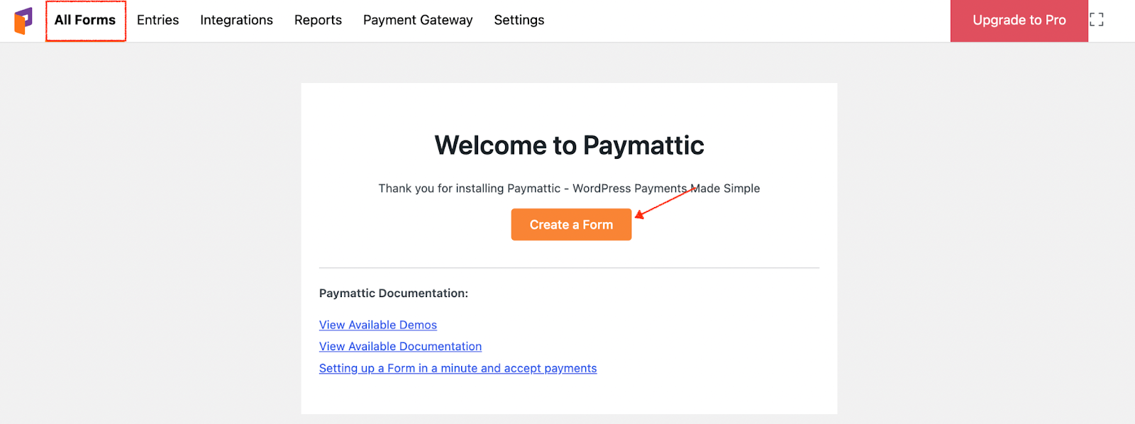 creating a form in paymattic