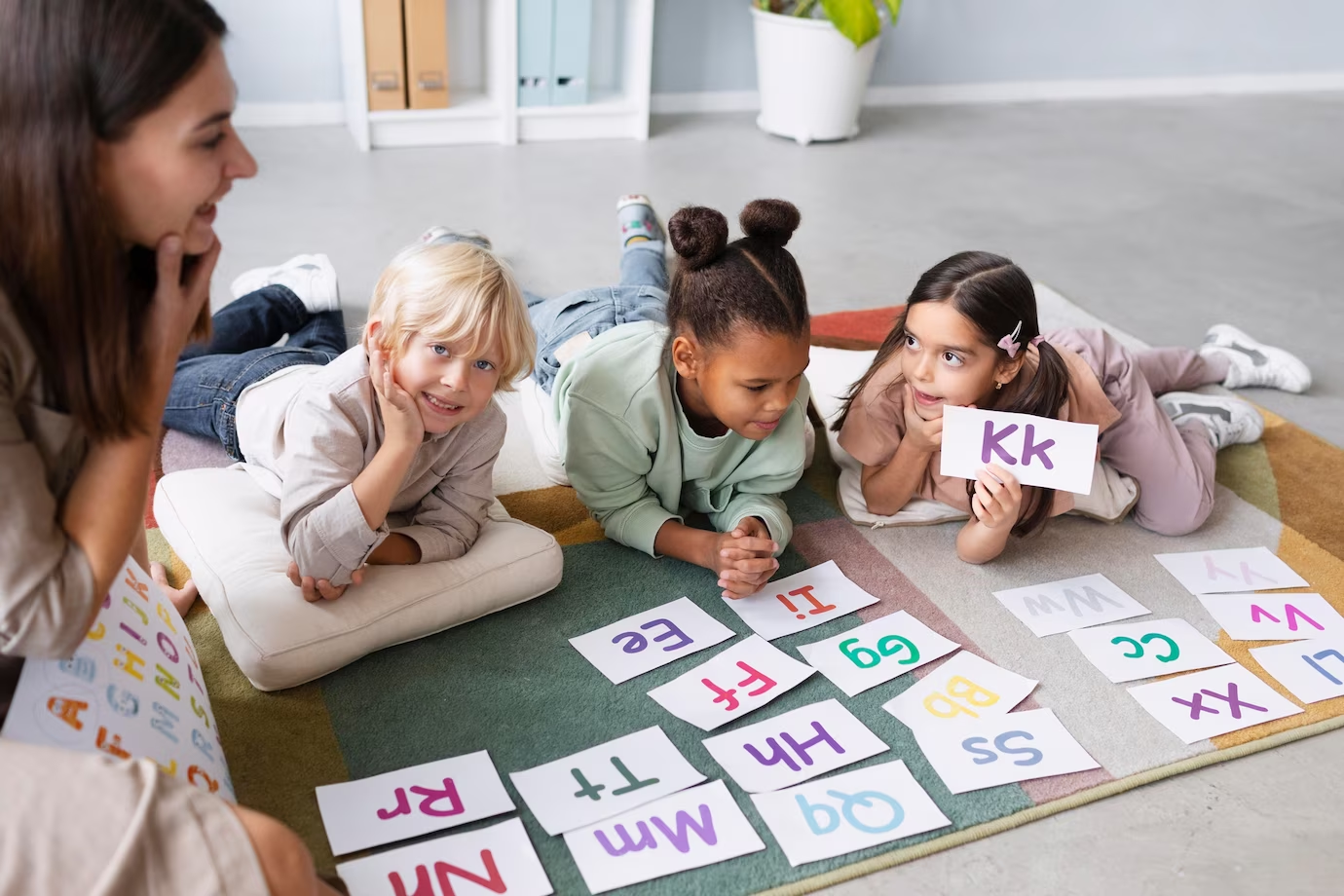 A group of children learning English Phonics