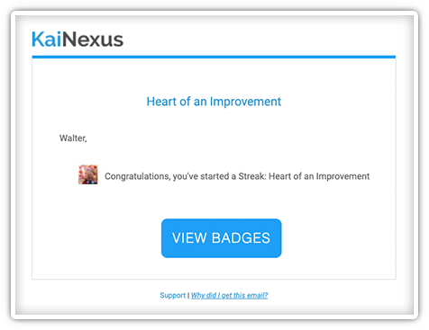KaiNexus Streaks Notification