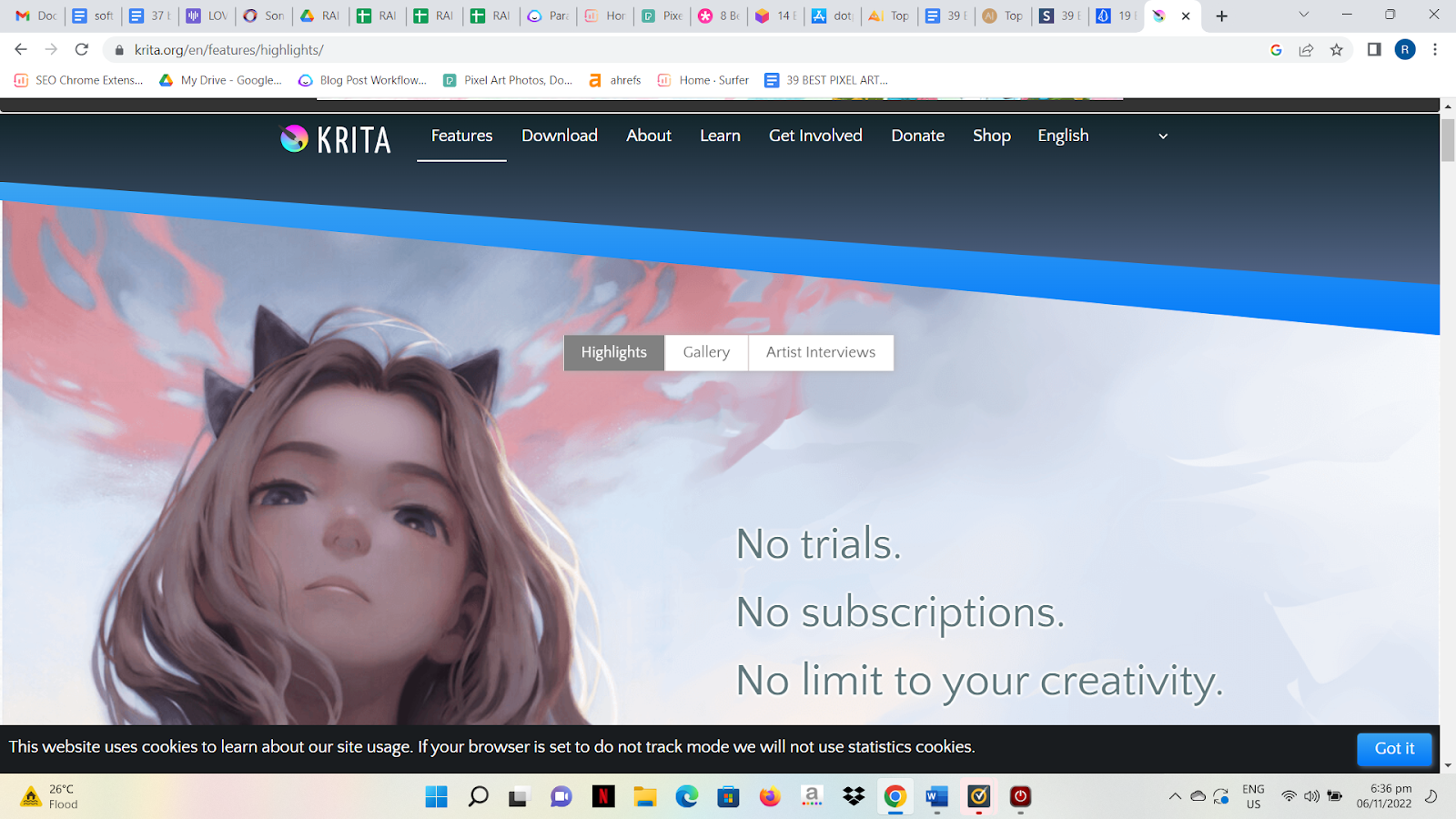 Krita:free and open source application
