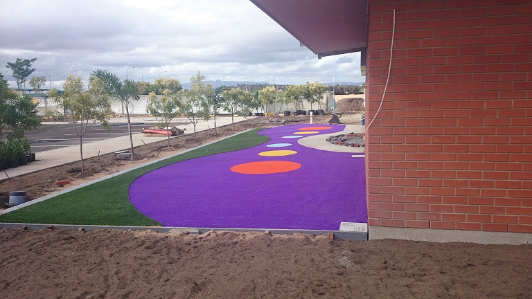 Synthetic or fake grass in a child care centre