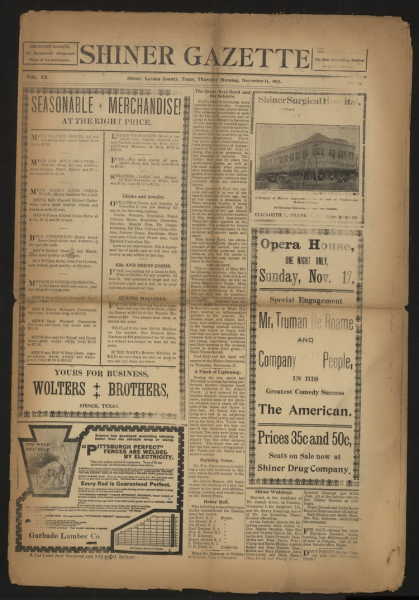 Shiner Chlastak marriage November 14, 1912