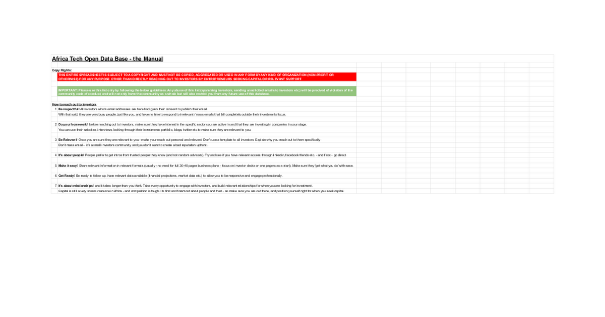 Africa Tech Open Database