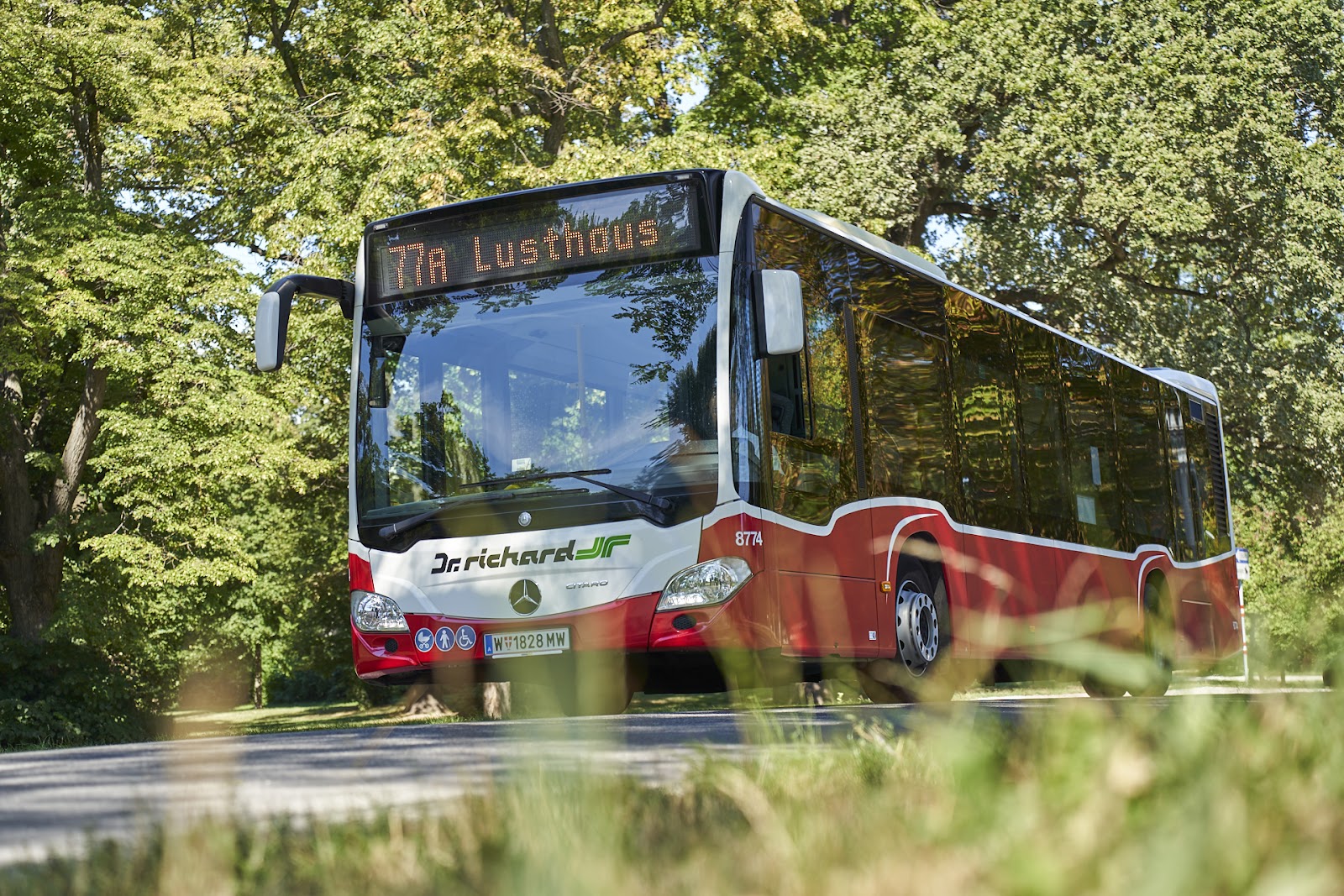 Dr. Richard es una de las compañías de buses más grandes de Austria y presta servicios en ciudades de todo el país, incluidas Viena, Graz, Linz, Villach y St. Polten. Crédito de la foto: Dr. Richard M. Scheer.