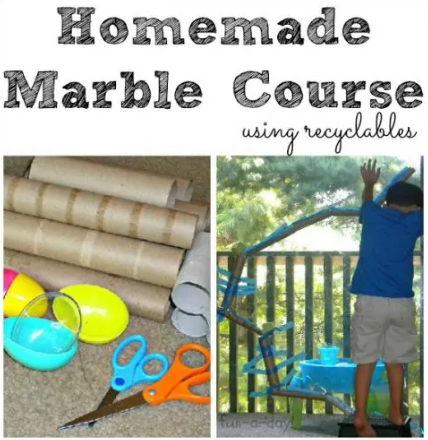 Experiment with a DIY Marble Run Constructed Entirely of Recyclable Materials