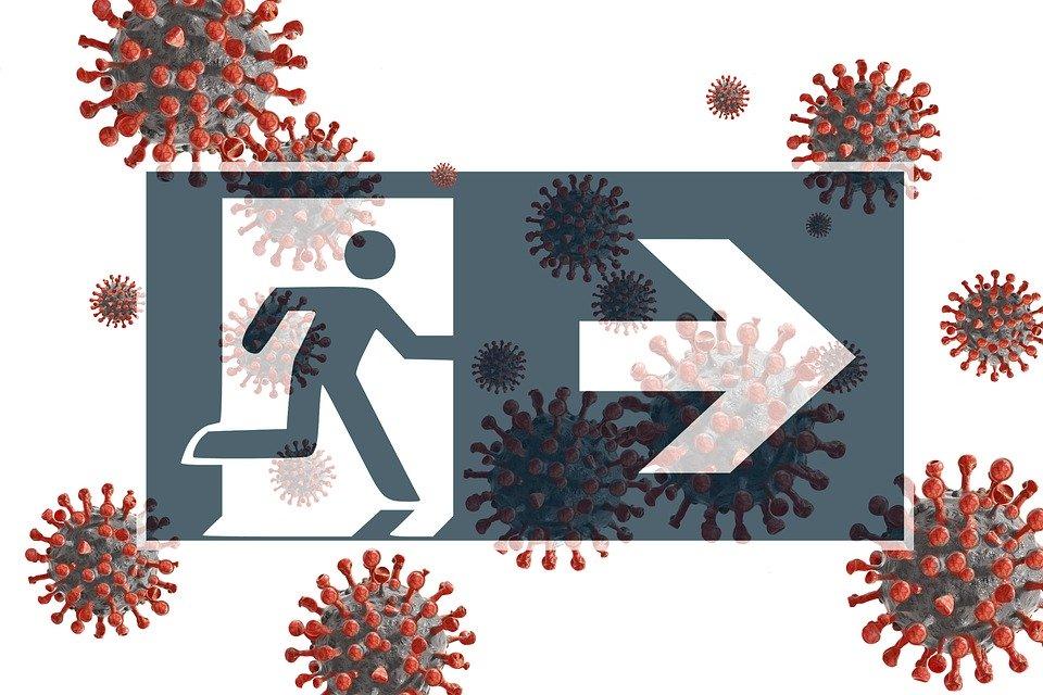 Output, Emergency Exit, Corona, Covid-19, Exit, Arrow