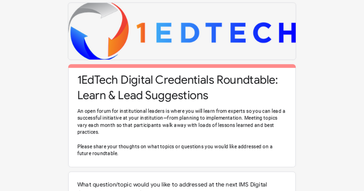 Ims Clr Roundtable Learn Lead, Best Roundtable Questions