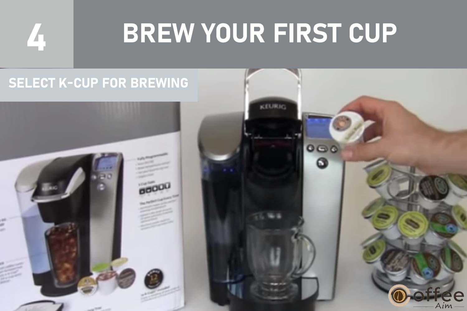 Select a K-Cup portion pack of your choice to use for brewing, offering a wide range of delicious coffee flavors and options for your perfect cup.