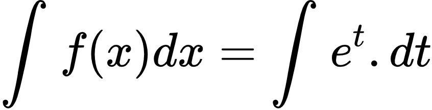 {"font":{"family":"Arial","size":10,"color":"#000000"},"id":"2-1-0-1-1-1-1-1-1-1-1-1-1-1-1-1-1-1-2-0","code":"\\begin{align*}\n{\\int_{}^{}f\\left(x\\right)dx}&={\\int_{}^{}e^{t}.dt}\t\n\\end{align*}","type":"align*","ts":1600161786355,"cs":"lfB3IkUaLBWWkiauowaD8w==","size":{"width":140,"height":36}}
