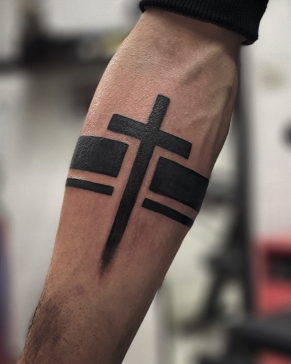 Black Cross Armband Tattoo