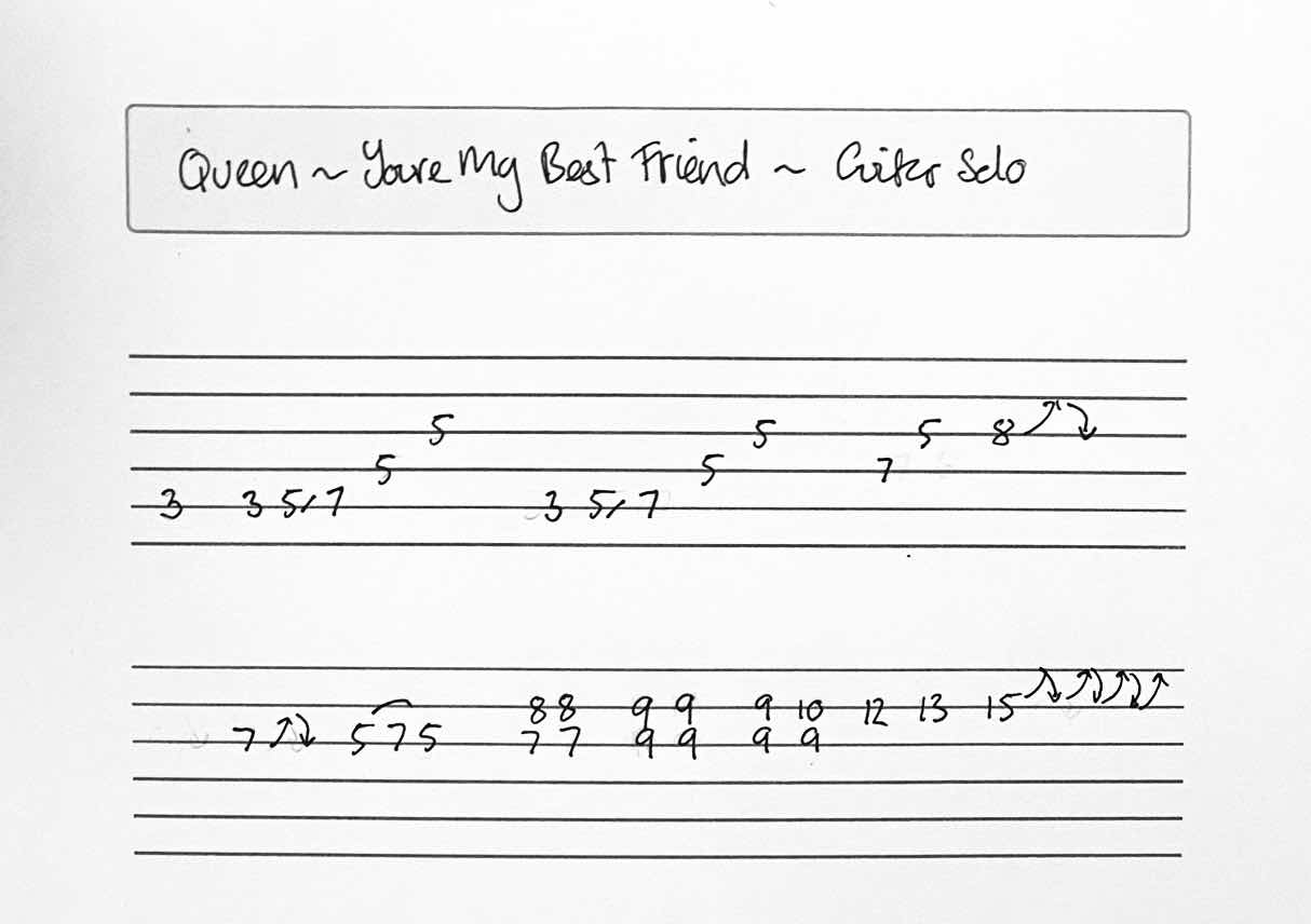 Queen Corner: Queen You're My Best Friend Guitar Solo Tab & Lesson