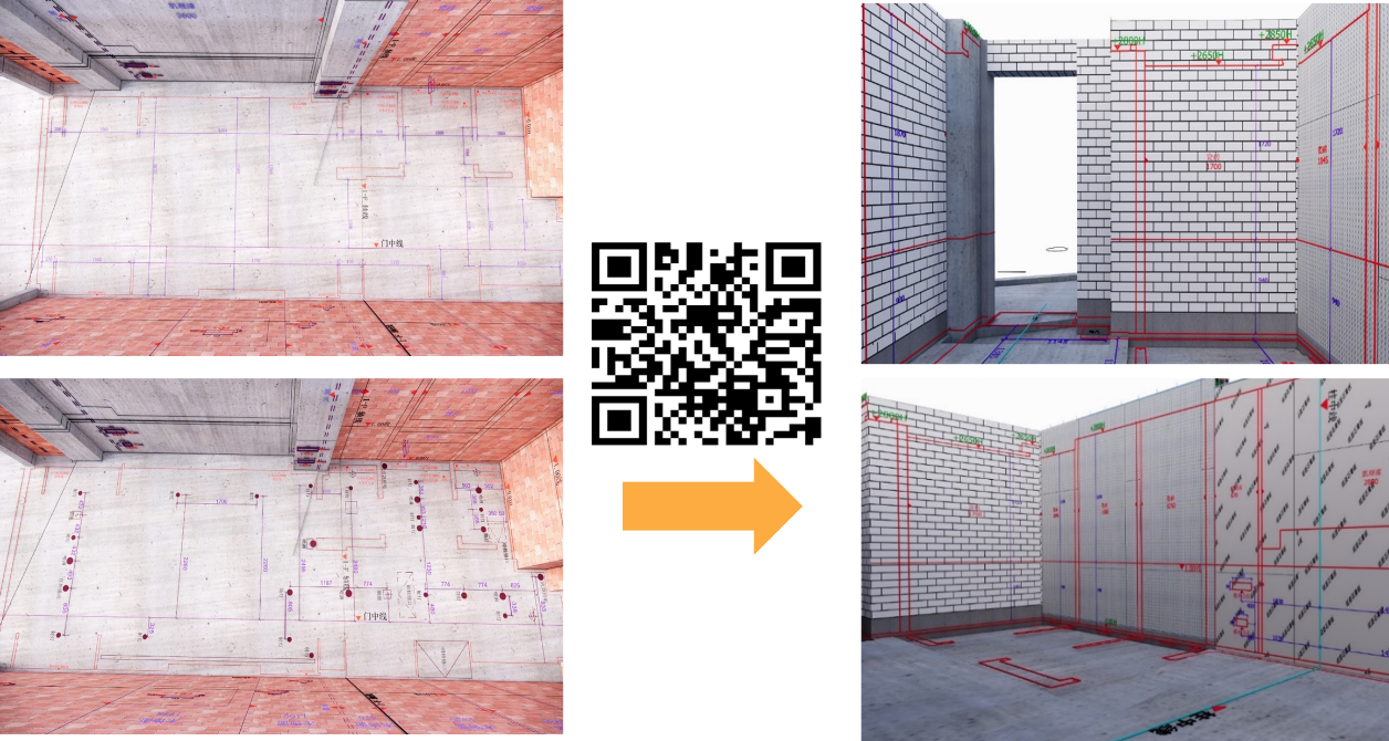 Mobile app VR visualization of construction layout