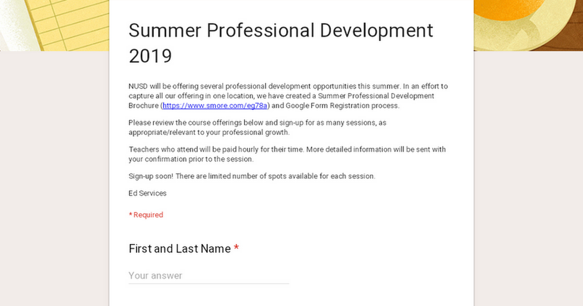 Summer Professional Development 2019